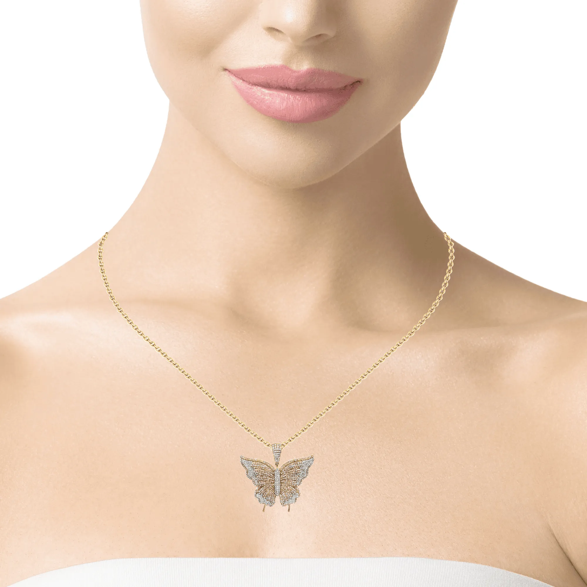 10K Gold 4.20 CTW Diamond Butterfly Charm