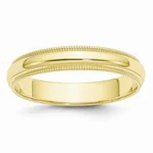 10k Yellow Gold 4mm Milgrain Half Round Wedding Band Ring