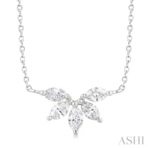 1/3 ctw Semi Circle Chevron Marquise Cut Diamond Fashion Necklace in 14K White Gold