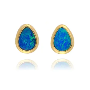14ct Yellow Gold 2.00ct Opal Doublet Stud Earrings