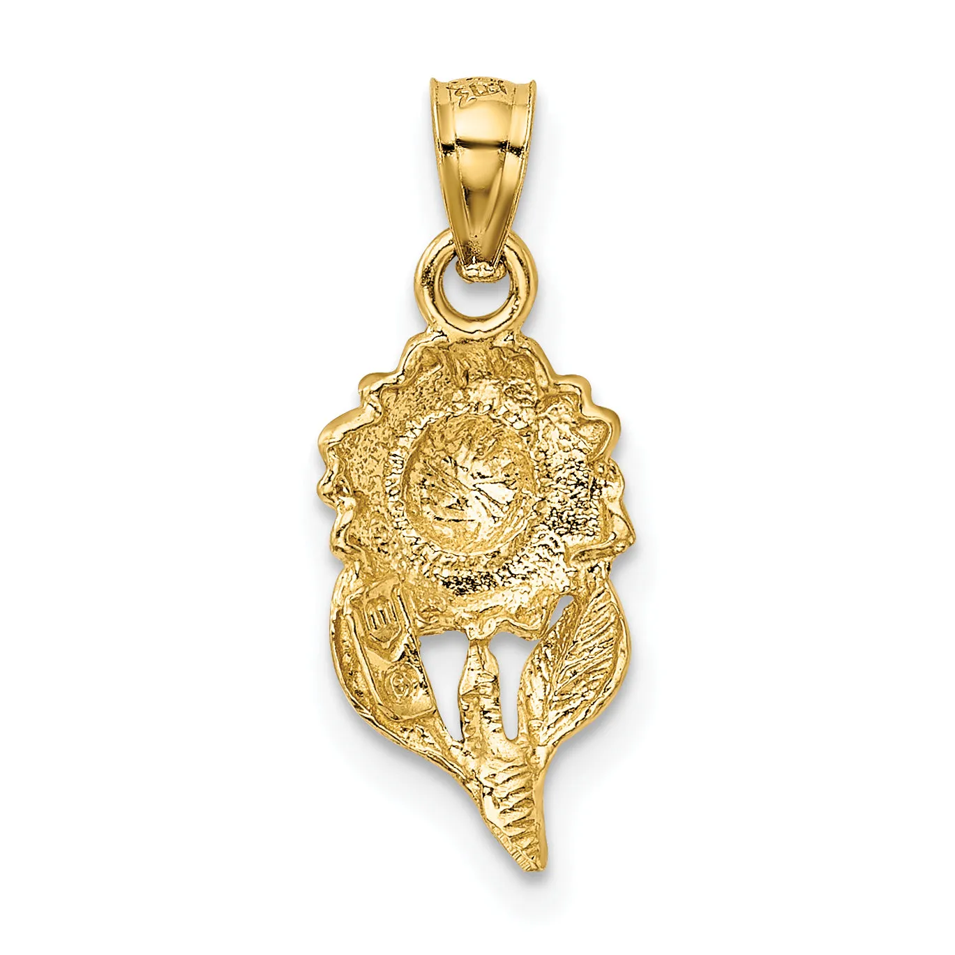 14K Gold Diamond-Cut Sunflower Pendant with Satin Brushed Finish