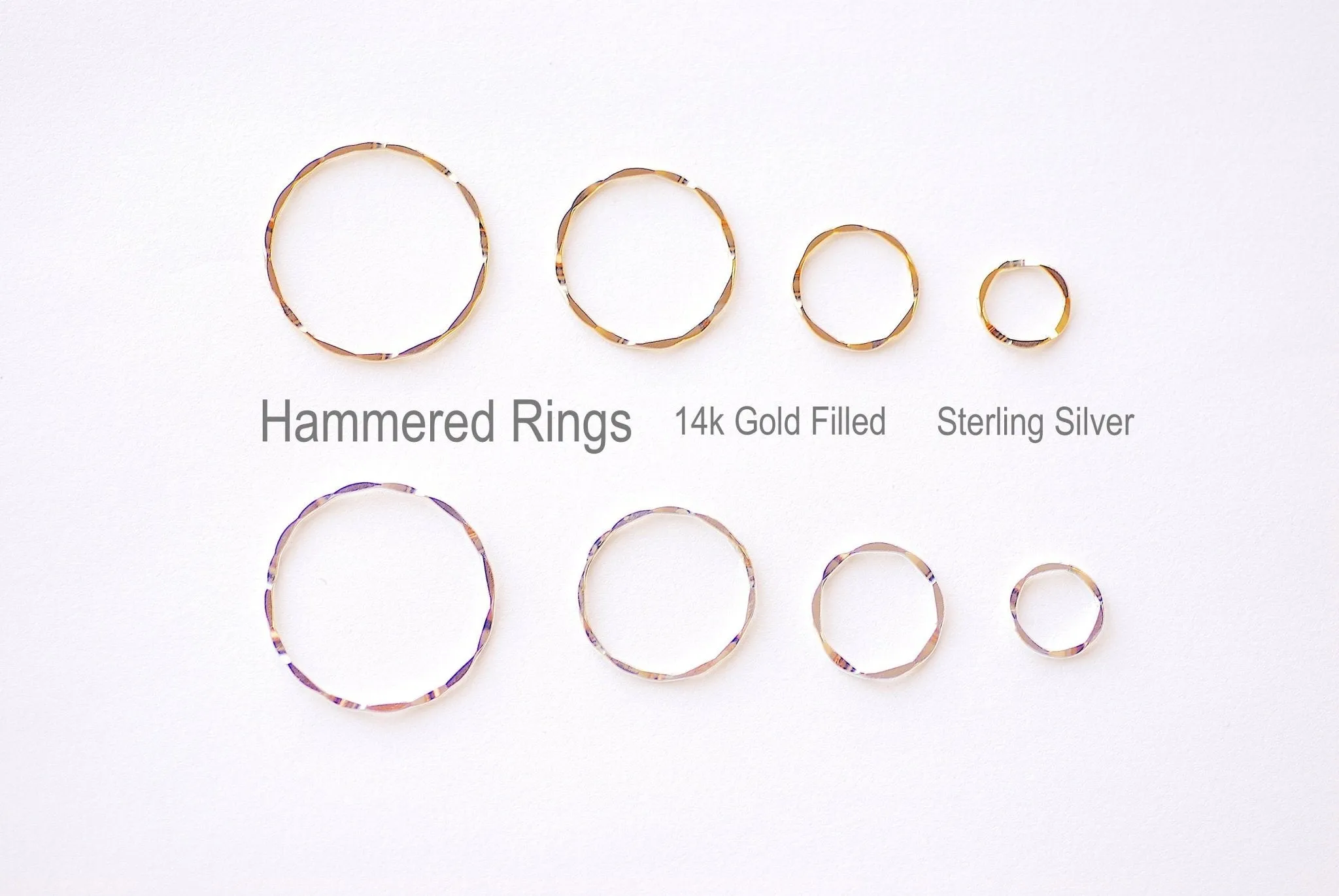 14k Gold Filled or Sterling Silver Hammered Ring Circle  11mm 15mm 21mm 26mm Disc Coin Charm Round Karma Link Connector Spacer