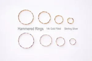 14k Gold Filled or Sterling Silver Hammered Ring Circle  11mm 15mm 21mm 26mm Disc Coin Charm Round Karma Link Connector Spacer