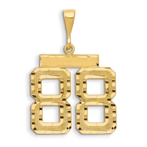 14K Gold Large Diamond-Cut Number 88 Charm with Brushed Finish