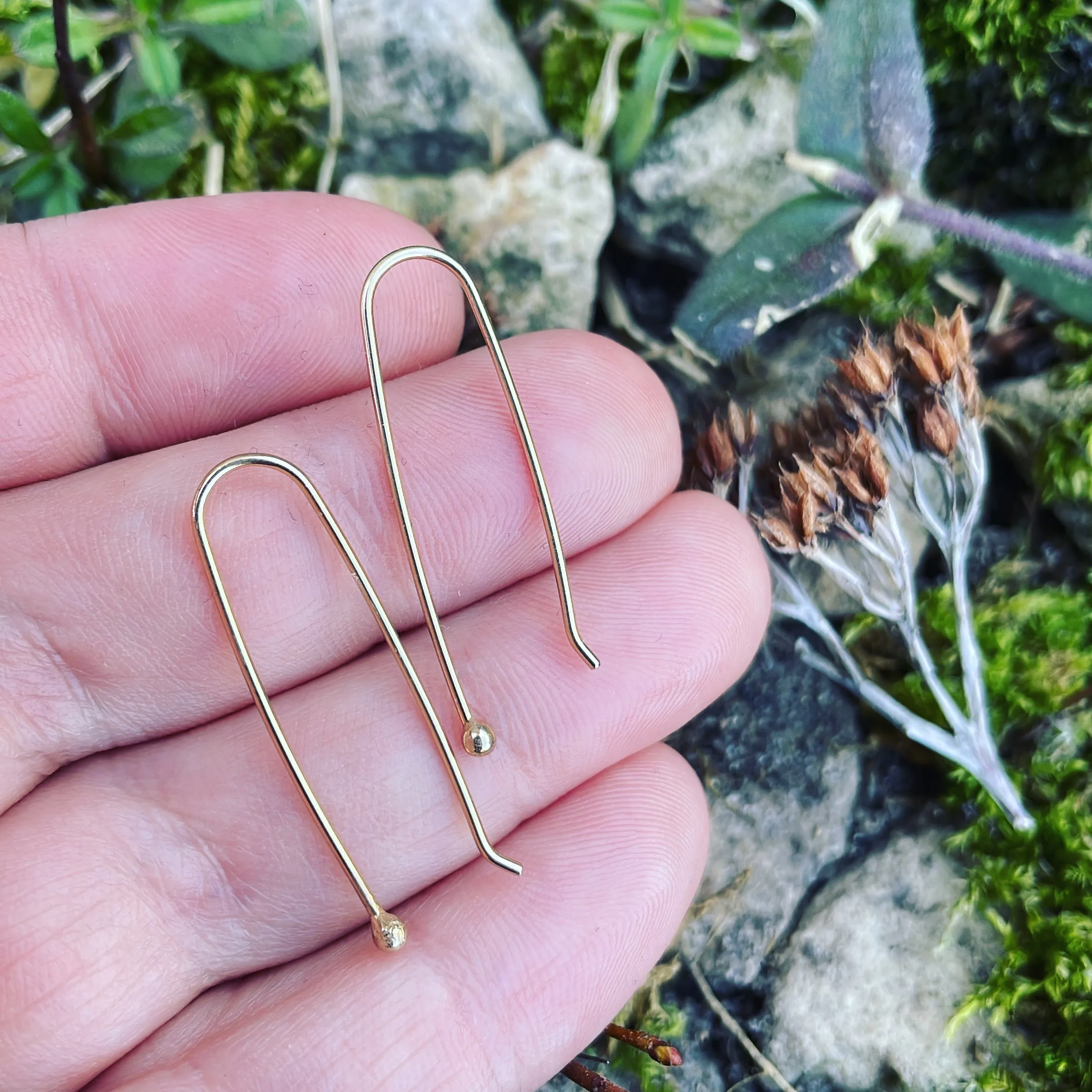14K Gold Long Hoops