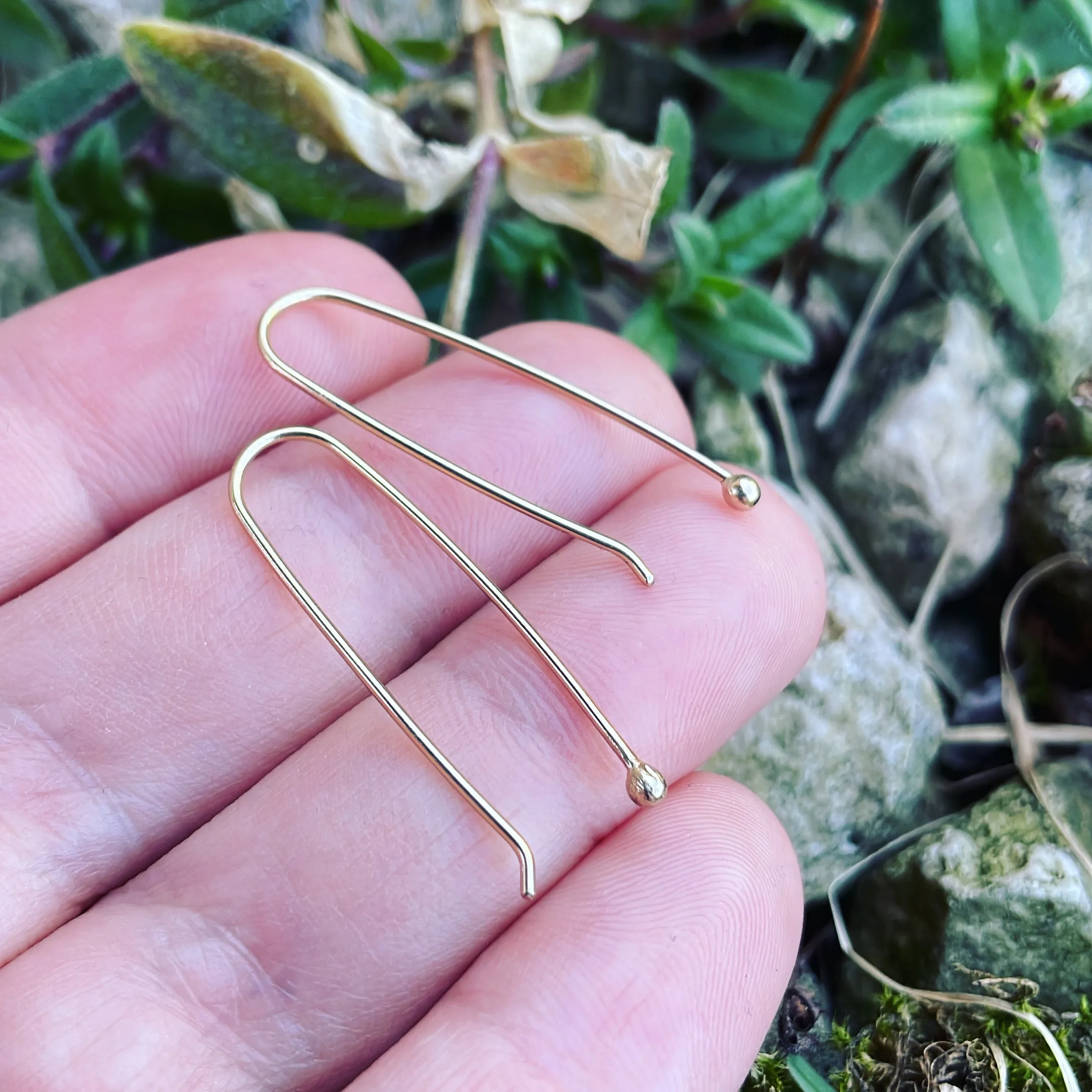 14K Gold Long Hoops