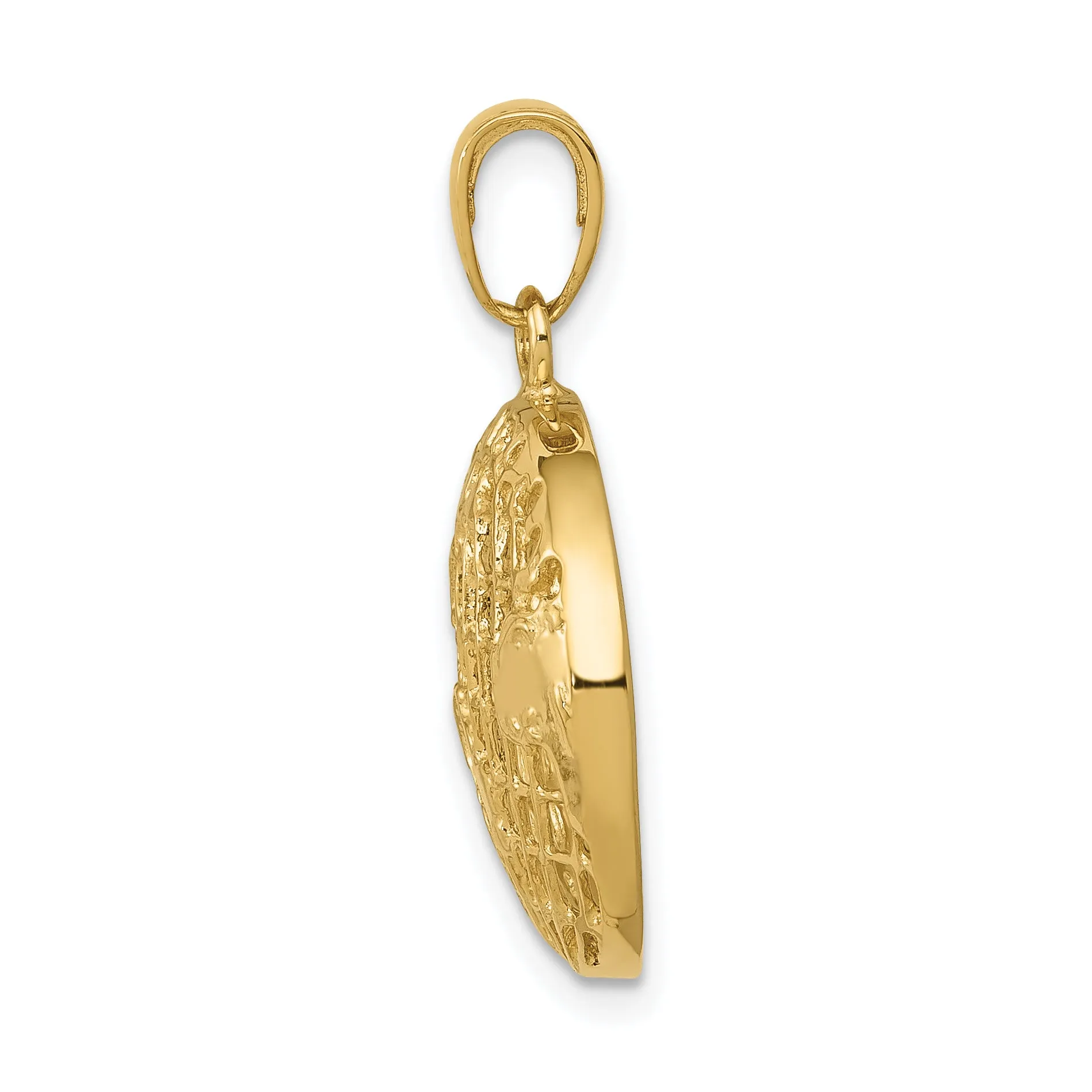 14K Gold Men's Polished Globe Pendant with Open Back Design