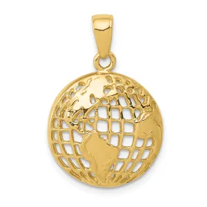 14K Gold Men's Polished Globe Pendant with Open Back Design
