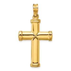 14K Gold Polished Cross Pendant with 3D Design  Elegant & Timeless