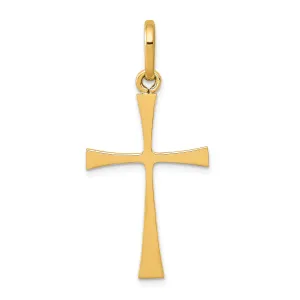 14K Gold Polished Cross Pendant with Solid Flat-Back Design