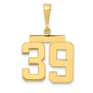 14K Gold Polished Number 39 Charm Elegant Casted Pendant