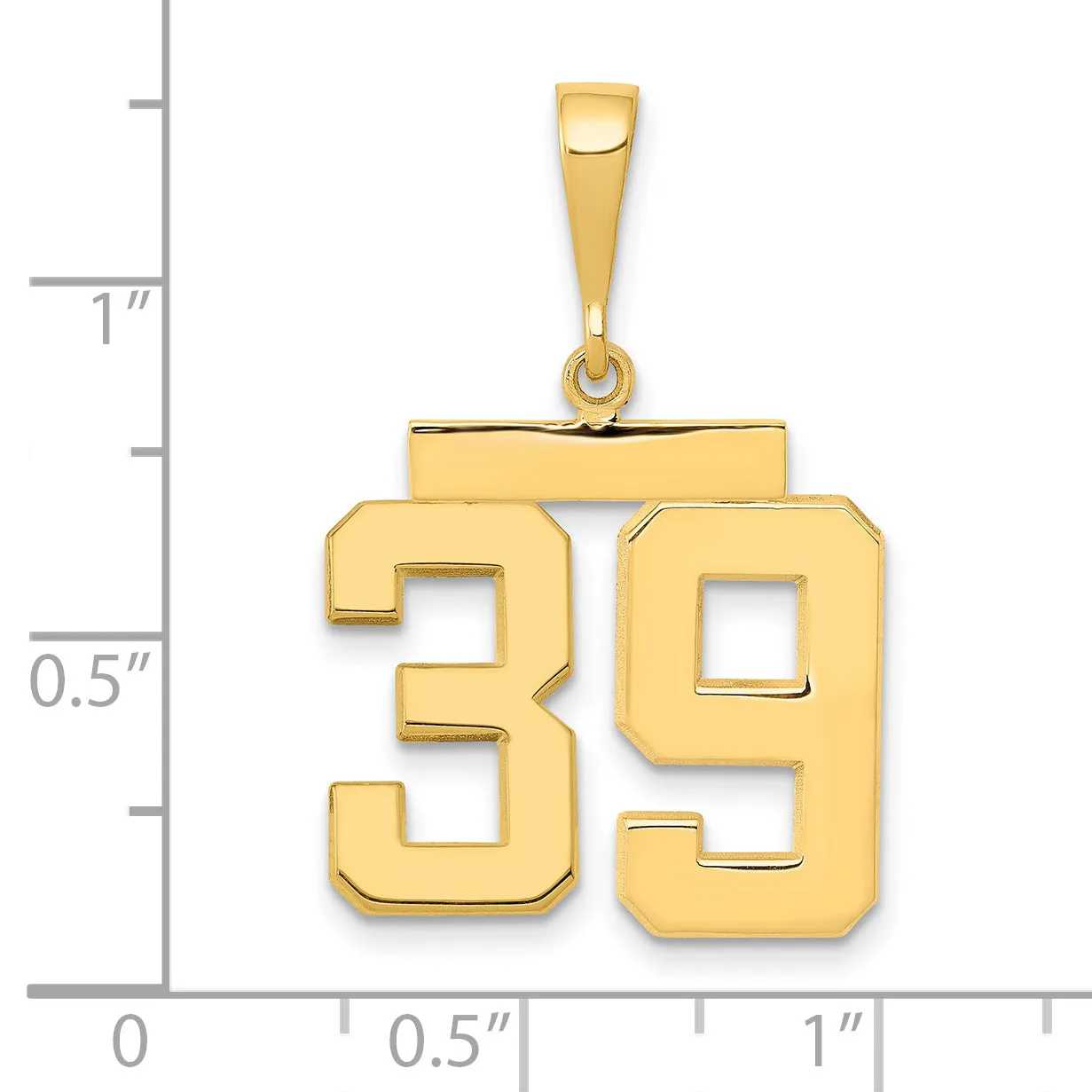 14K Gold Polished Number 39 Charm Elegant Casted Pendant