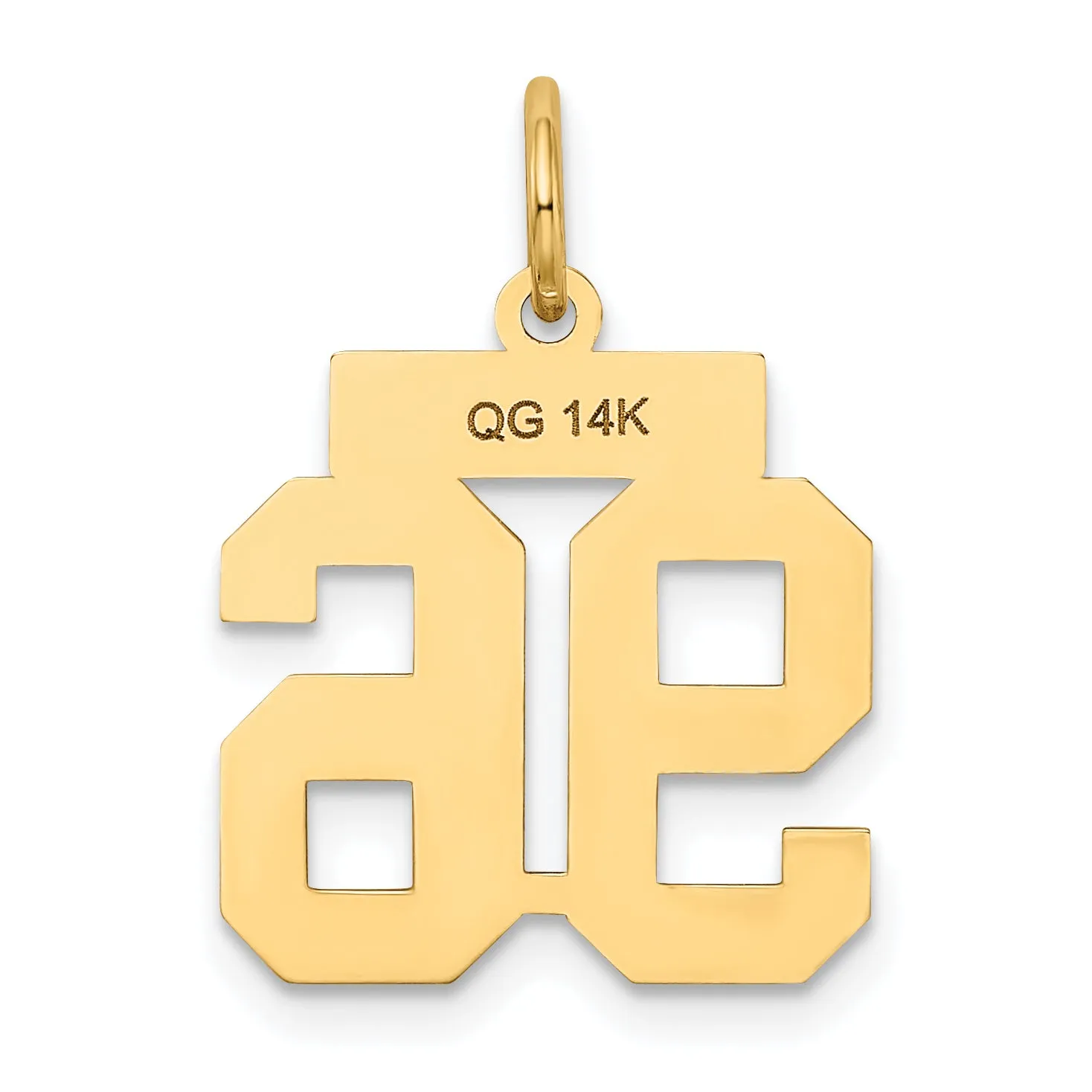 14K Gold Satin Finish Number 96 Charm Small, Brushed, Laser Cut