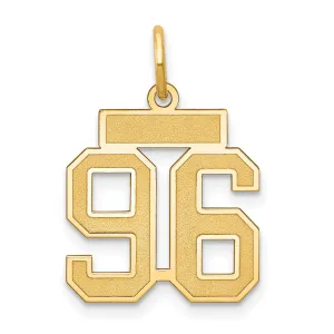 14K Gold Satin Finish Number 96 Charm Small, Brushed, Laser Cut