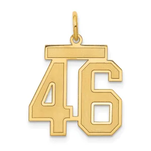 14K Gold Satin Finish Pendant Charm Medium Laser Cut Number 46