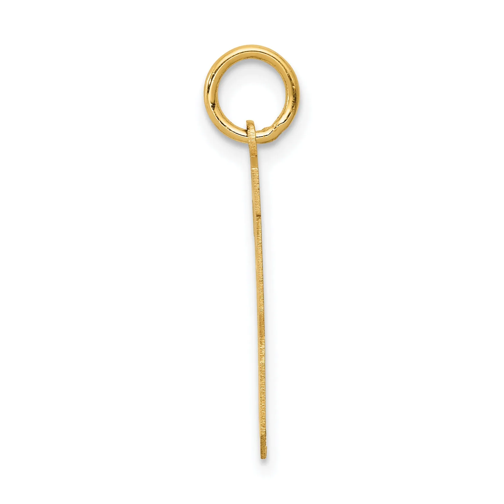 14K Gold Satin Medium Number 13 Charm with Brushed Finish