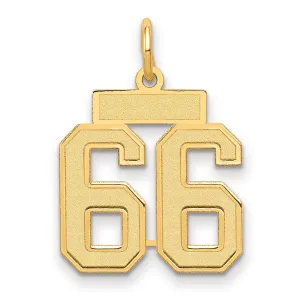 14K Gold Small Satin Number 66 Charm with Brushed Finish