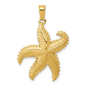 14K Gold Starfish Pendant for Men with Polished Textured Finish
