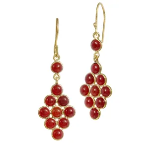 14K GOLD VERMEIL OVER STERLING SILVER RED GARNET DROP EARRINGS