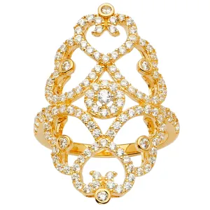 14K Solid Gold Multi Line Channel Set Stylish & Trendy CZ Ring