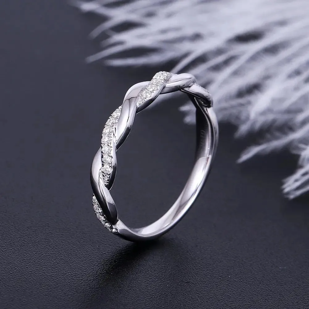 14k White Gold Moissanite Half Eternity Ring / Wedding Band 0.35ct Total