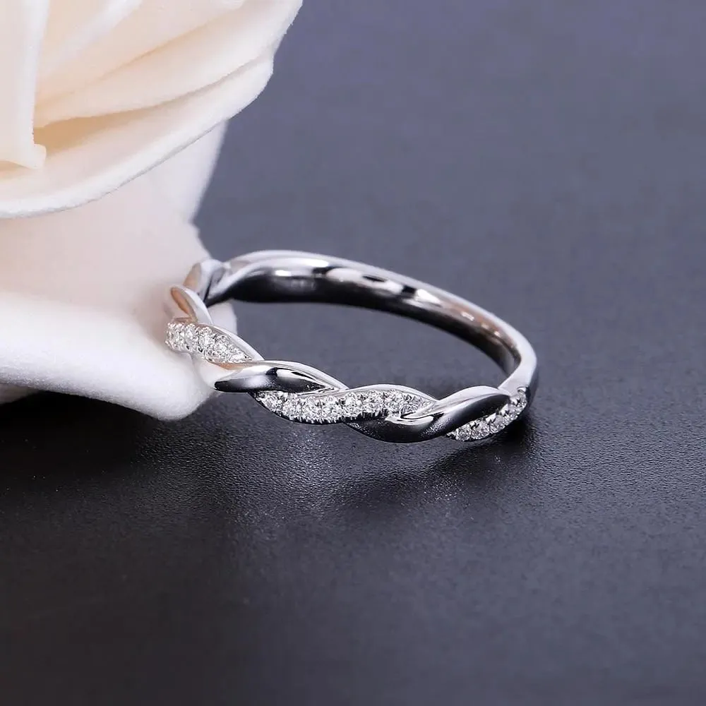 14k White Gold Moissanite Half Eternity Ring / Wedding Band 0.35ct Total