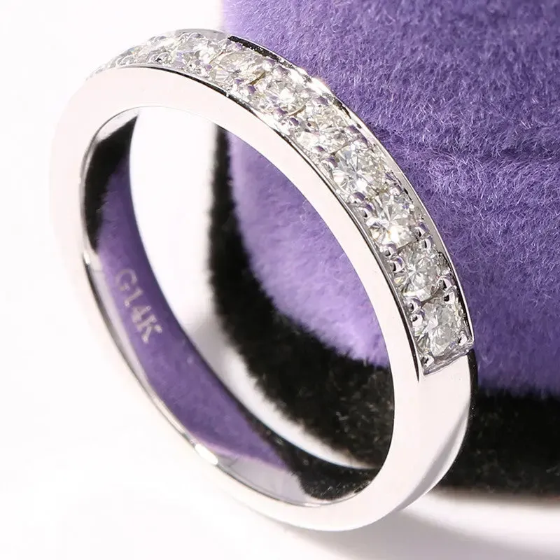 14k White Gold Moissanite Half Eternity / Wedding Band 0.45ct Total