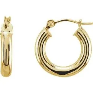 14K Yellow Gold 15 mm Tube Hoop Earrings | Stuller