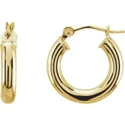 14K Yellow Gold 15 mm Tube Hoop Earrings | Stuller