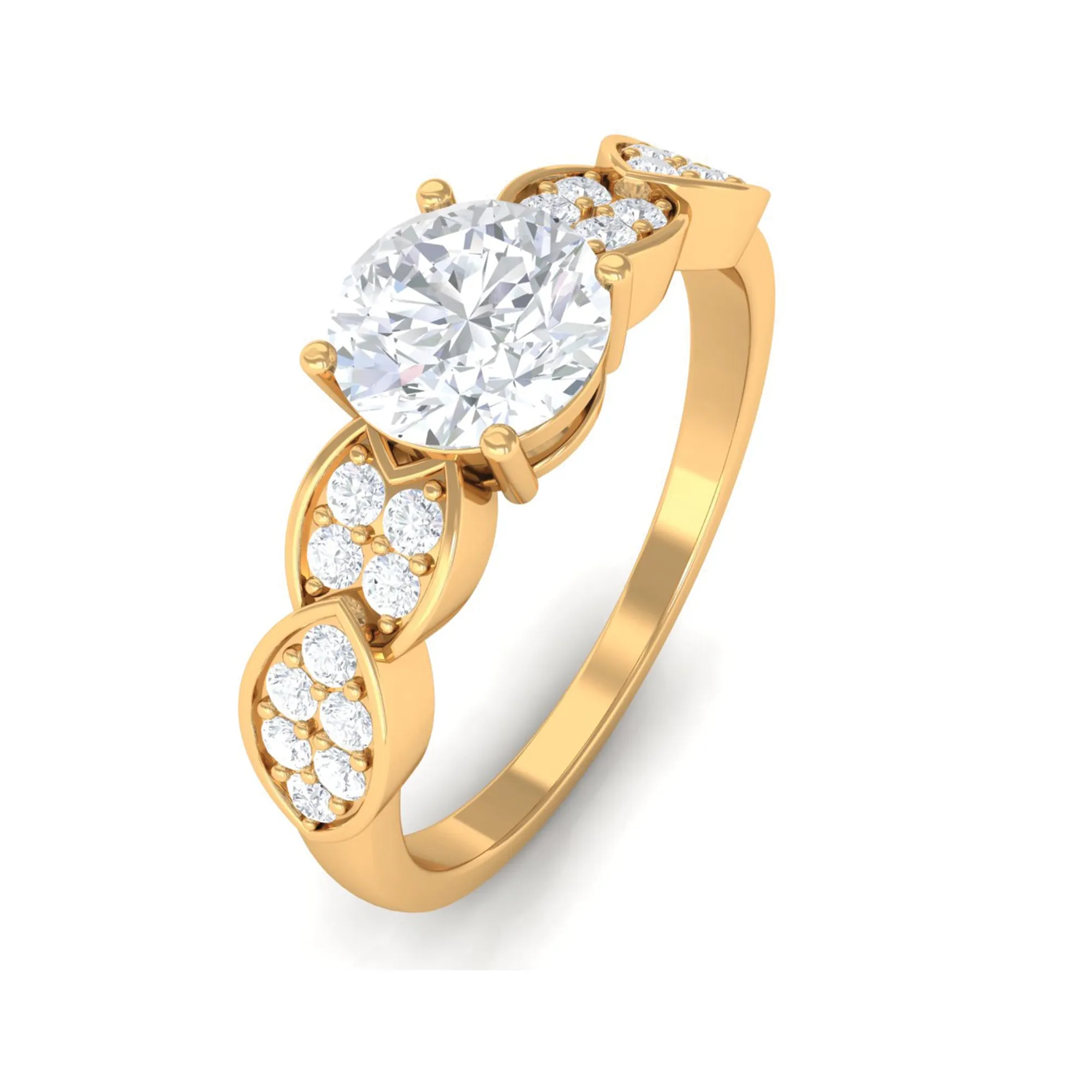 1.50 CT Classic Round Zircon Solitaire Engagement Ring in Gold