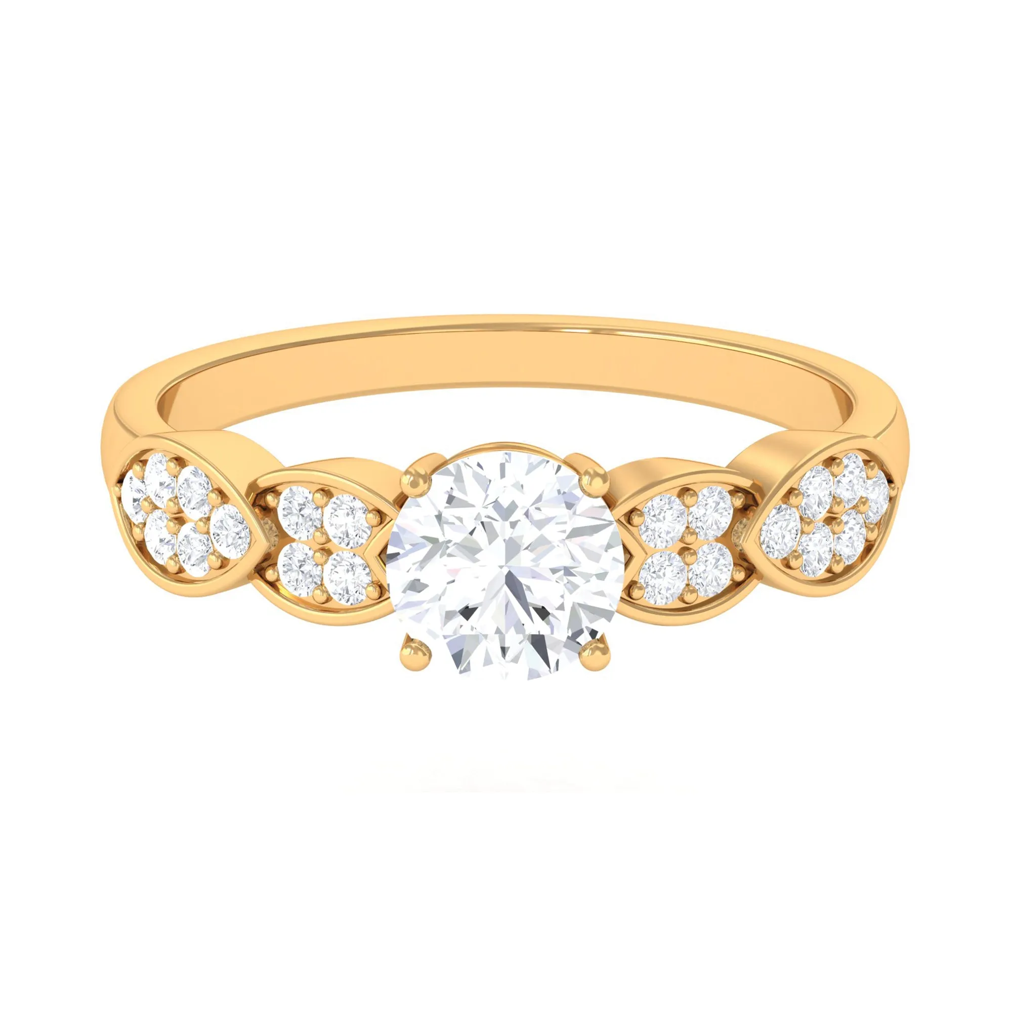 1.50 CT Classic Round Zircon Solitaire Engagement Ring in Gold