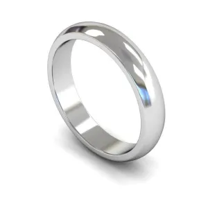 18ct White Gold Medium Weight 'D' Shape 4mm Wedding Ring