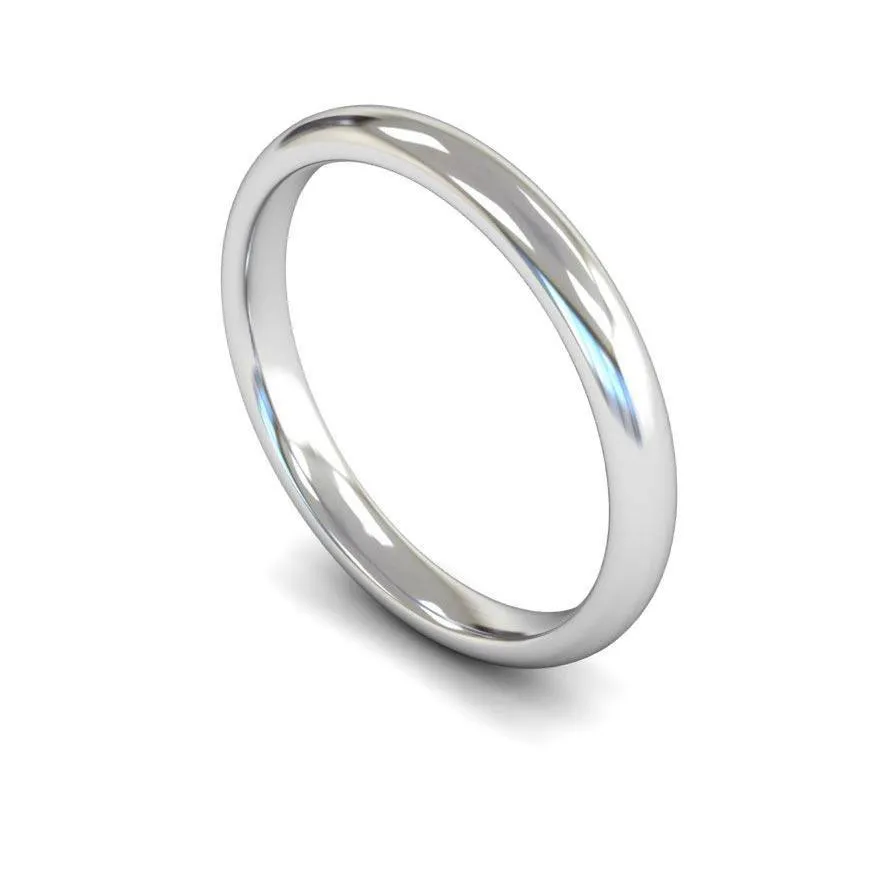 18ct White Gold Mediumweight Traditional Court/Flat Edge 2.5mm Wedding Ring