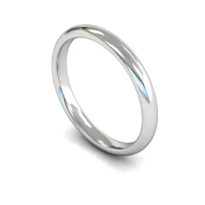 18ct White Gold Mediumweight Traditional Court/Flat Edge 2.5mm Wedding Ring