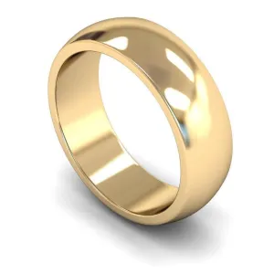 18ct Yellow Gold Heavy Weight 'D' Shape 7mm Wedding Ring