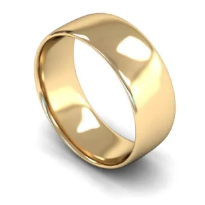 18ct Yellow Gold Light Weight Slight Court 8mm Wedding Ring