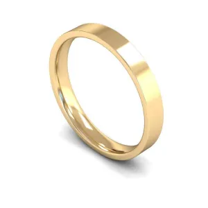 18ct Yellow Gold Lightweight Flat Court/Edge 3mm Wedding Ring