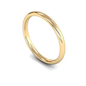 18ct Yellow Gold Lightweight Traditional Court/Flat Edge 2mm Wedding Ring