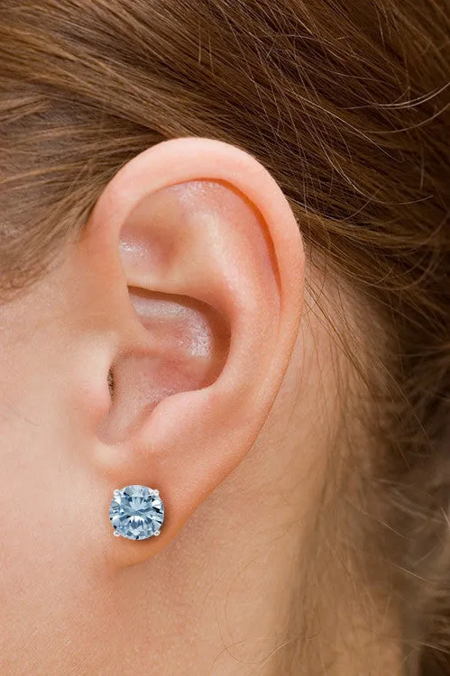1ct - Sophisticated Sterling Silver Blue Topaz Stud Earrings
