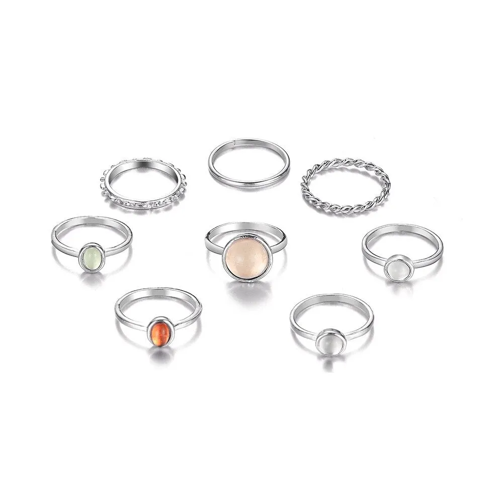 2022 New Creative Cold Wind Ladies Ring Joint Ring Simple Girl Color Index Finger Ring Combination Set  Wholesale Bulk