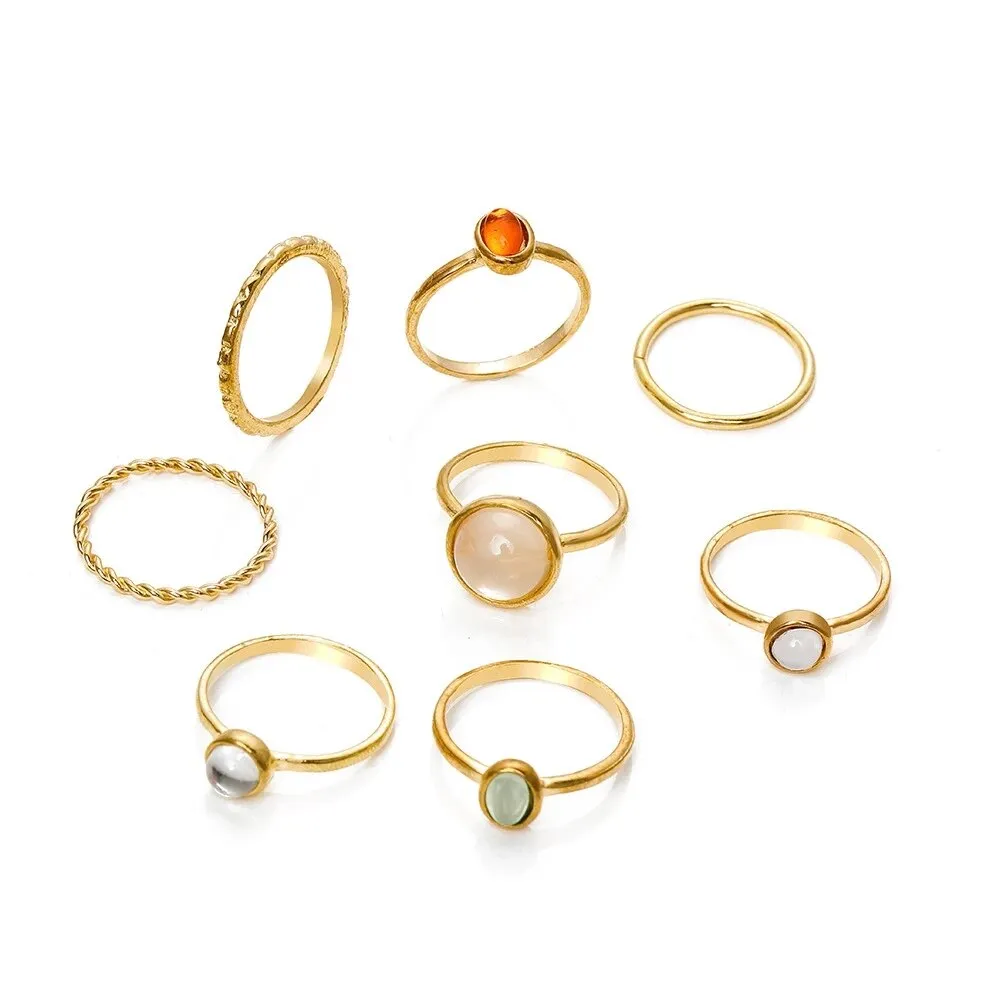 2022 New Creative Cold Wind Ladies Ring Joint Ring Simple Girl Color Index Finger Ring Combination Set  Wholesale Bulk