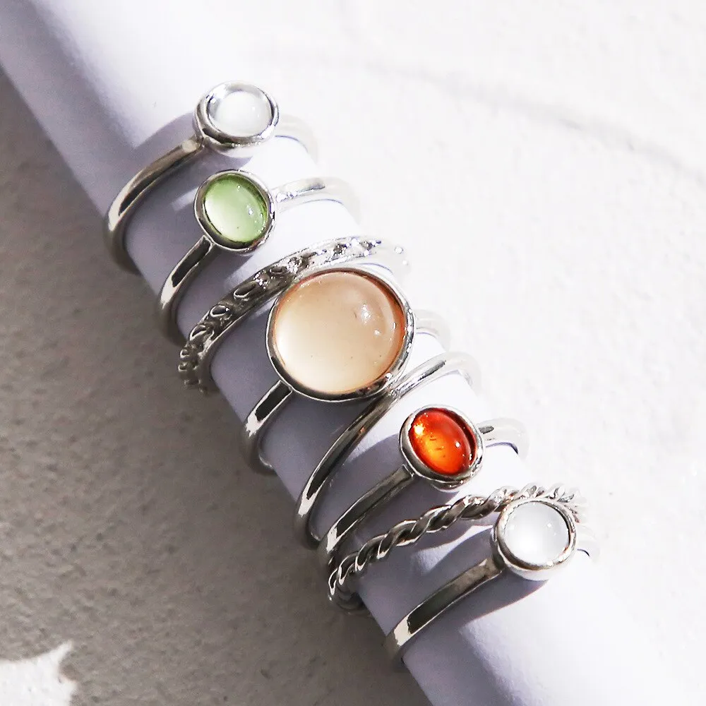 2022 New Creative Cold Wind Ladies Ring Joint Ring Simple Girl Color Index Finger Ring Combination Set  Wholesale Bulk