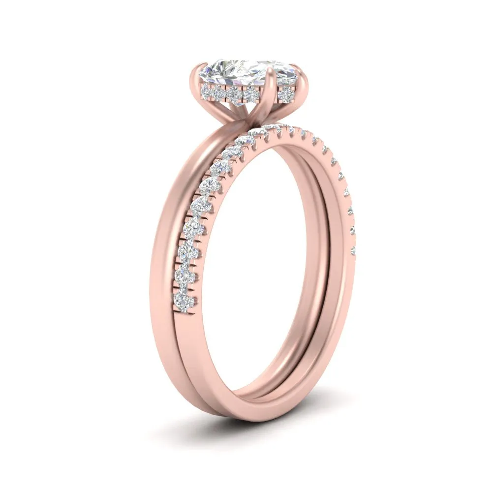 2.30 Ct. Pear Lab Diamond Hidden Halo Ring With Half Eternity Band 14K Gold