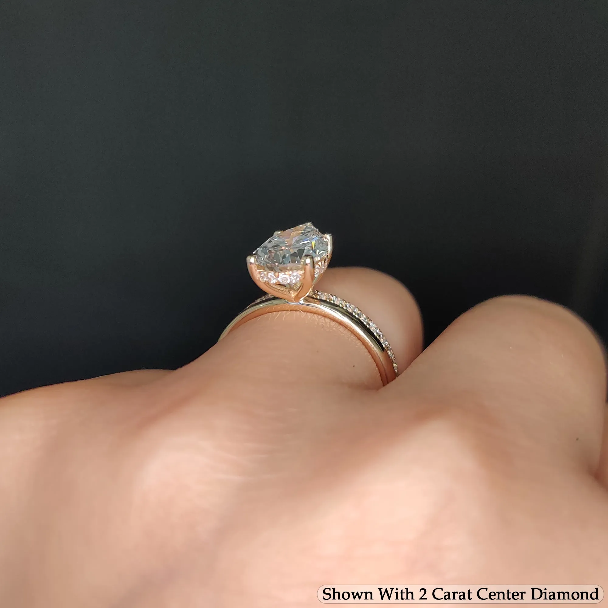 2.30 Ct. Pear Lab Diamond Hidden Halo Ring With Half Eternity Band 14K Gold