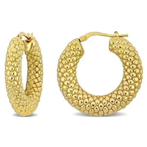 28 MM Beaded Hoop Earrings in Yellow Plated Sterling Silver