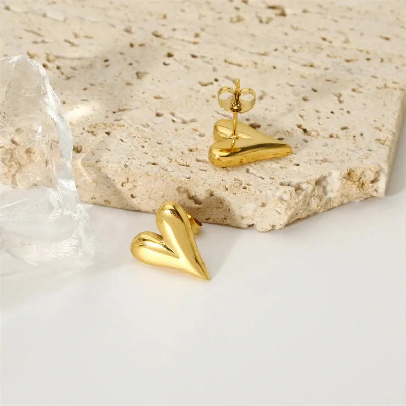 316L Stainless Steel Heart Charm Rope Chain Choker Set