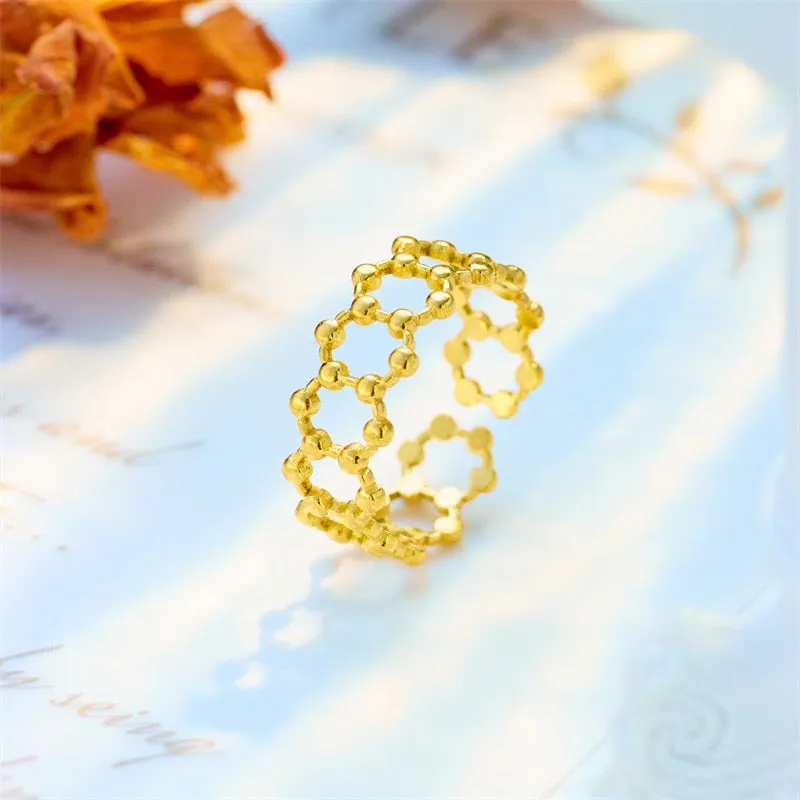 316L Stainless Steel Round Openwork Ring For Women