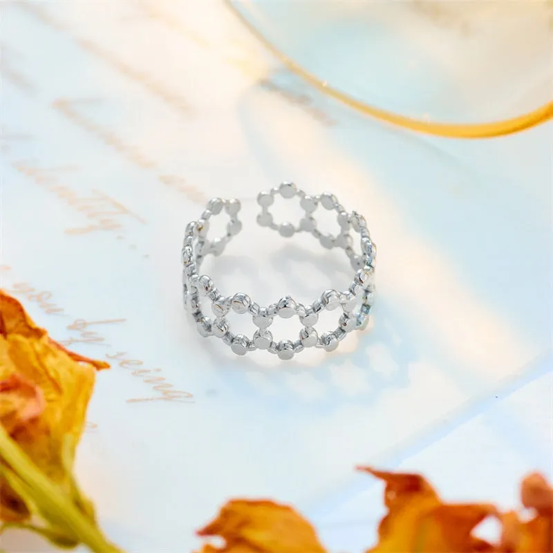 316L Stainless Steel Round Openwork Ring For Women