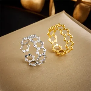316L Stainless Steel Round Openwork Ring For Women