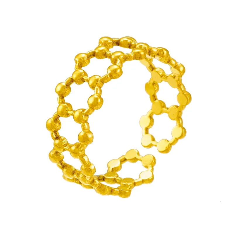 316L Stainless Steel Round Openwork Ring For Women